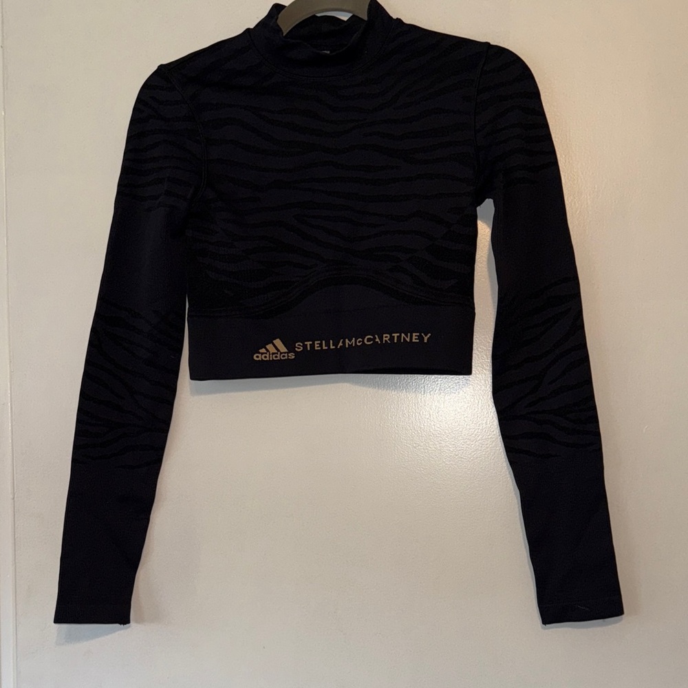 Adidas by Stella McCartney Black Zebra Print Crop Top